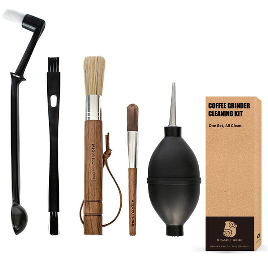 MIGAKU HOME Coffee Grinder Cleaning Kit - 5Pcs Large Soft Brush, Small Hard Brush, Group Head