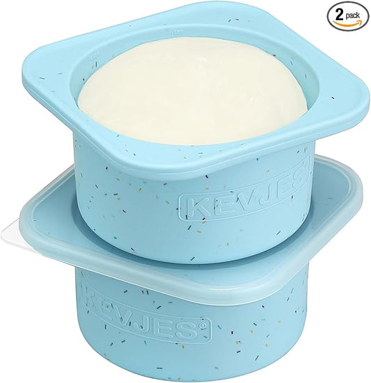 1000ml PLUS Pizza Sourdough Proofing Containers with Air-tight Lids for DIY family Artisan Pizza,Bread,Bagel-Food Grade Silicone -Dishwasher Safe-2 Pack (Aqua-Sprinkles Pattern)