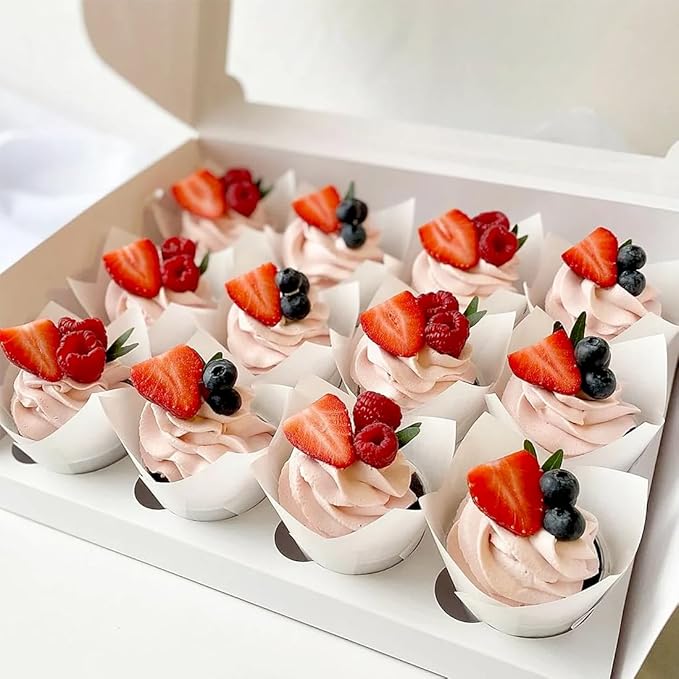 150 Pieces Tulip Cupcake Muffin Liners Paper Baking Cups Greaseproof Cupcake Wrappers for Birthday Wedding Party Baby Showers Catering Restaurants(White)