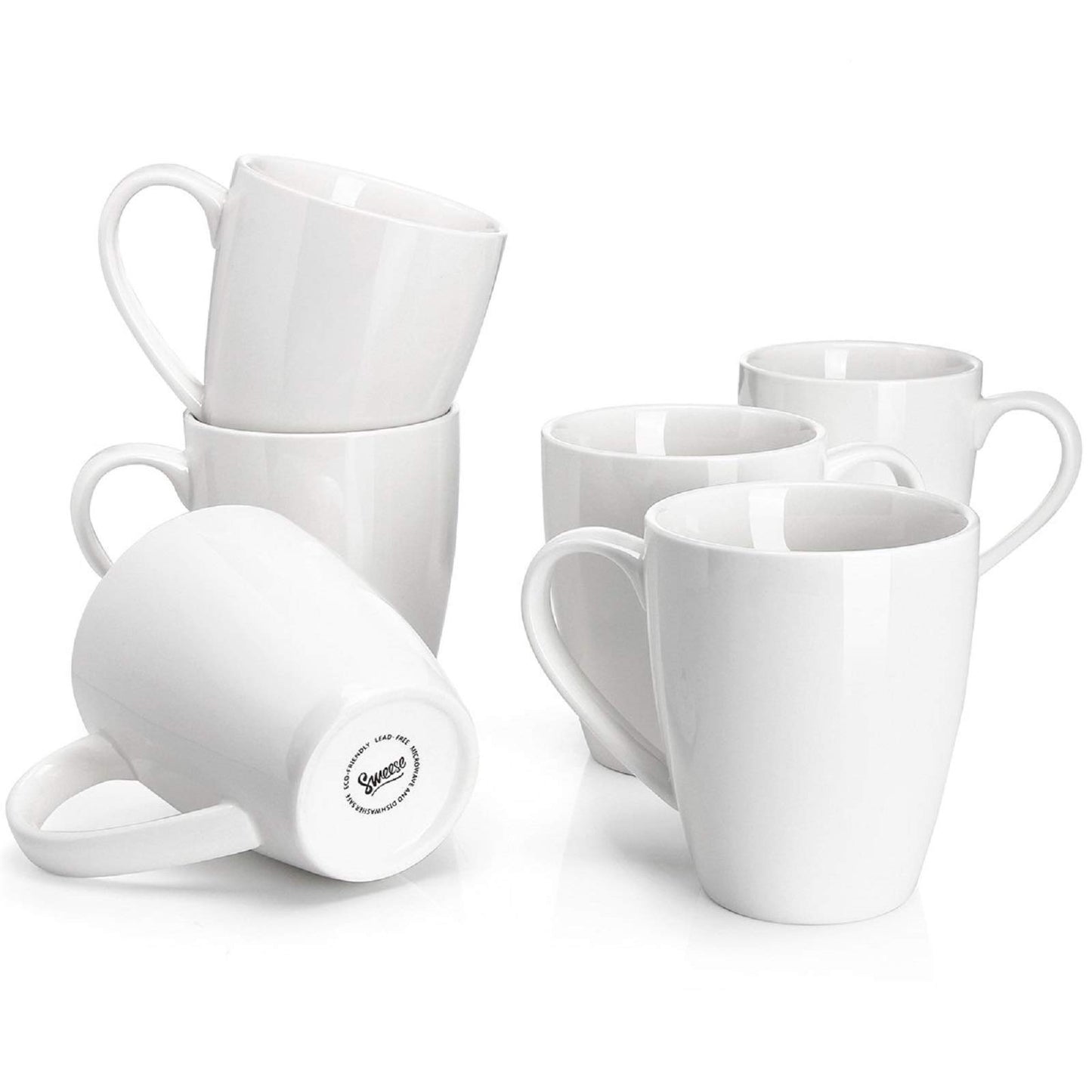 Sweese Porcelain Coffee Mugs - 16 Ounce - Set of 6, Cups for Latte, Hot Tea, Cappuccino, Mocha