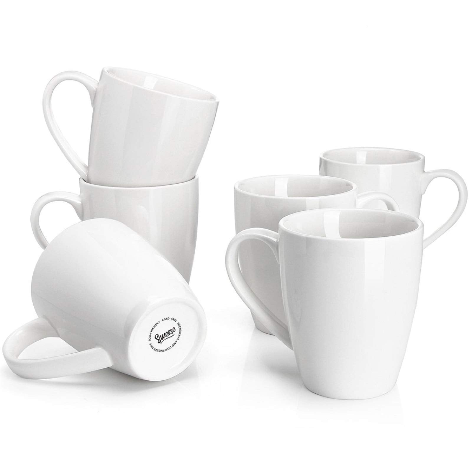 Sweese Porcelain Coffee Mugs - 16 Ounce - Set of 6, Cups for Latte, Hot Tea, Cappuccino, Mocha