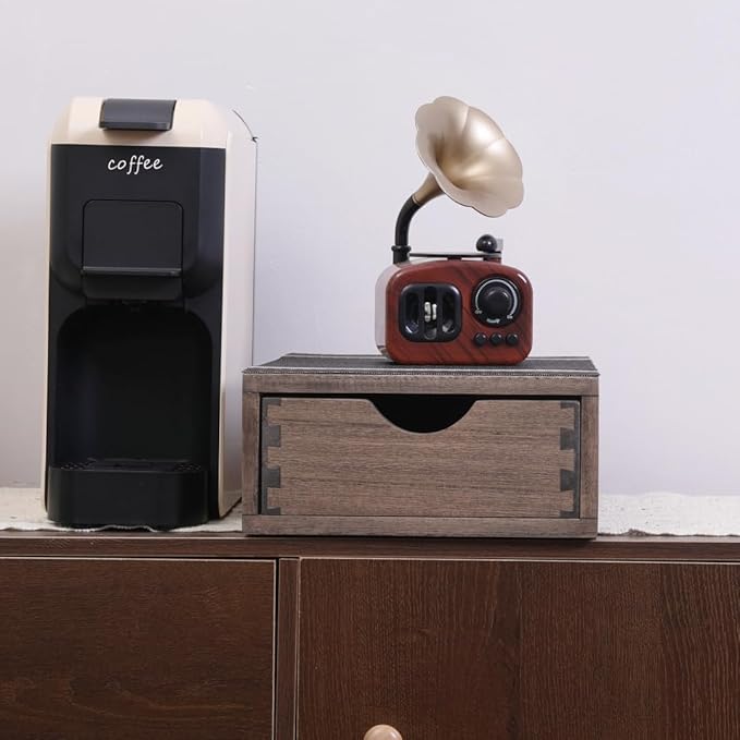 Coffee Pod Holders 1-Layer 1-Drawer Dark Brown (CF1D1C-DK)