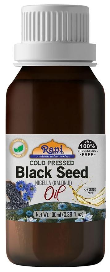 Rani Pure Black Seed (Nigella, Kalonji) Oil 3.38 Fl oz (100ml) Cold Pressed ~ 100% Cholesterol Free | All Natural | Gluten Free | NON-GMO | Kosher | Vegan | Indian Origin