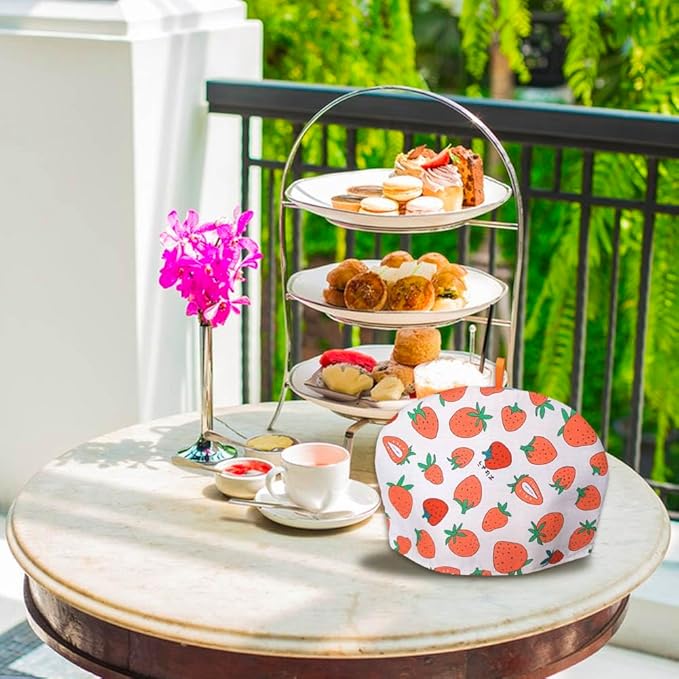 Cotton Tea Cozy Vintage Floral Printed Teapot Cover Tea Pot D챕cor Cozies Insulated Kettle Kitchen Dust Cover (Strawberry)