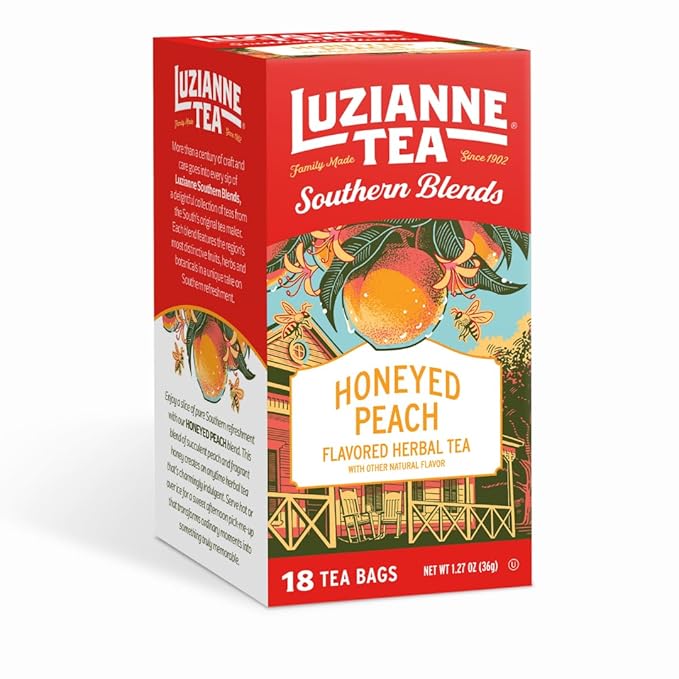 Luzianne Southern Blends Honeyed Peach Flavored Herbal Tea Bags, 18ct (Pack of 1)