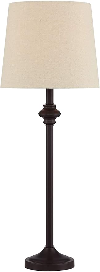 360 Lighting Carter Traditional Table 3 Piece Floor and Table Lamp Set Bronze Metal Oatmeal Drum Shade Decor for Living Room Bedroom House Bedside Nightstand Home Office Reading Family