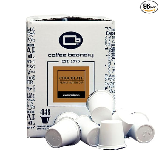 Chocolate Peanut Butter Cup Coffee Pods by Coffee Beanery | 96ct Bulk Flavored Coffee Pods Medium Roast Coffee