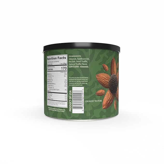 Sabatino Black Truffle Sea Salt Almonds ??Gourmet Roasted Almonds with Black Truffle & Sea Salt, Premium Snack, Keto-Friendly, 10 oz