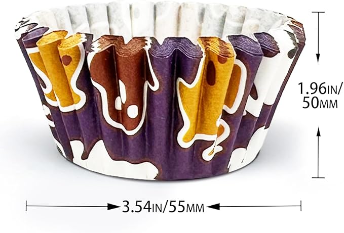 qiqee Halloween Jumbo Cupcake Liners 300PCS Cupcake Liners Cupcake Cups 6 Designs Halloween Red Bat Cupcake Papers Baking Cups Cupcake Wrappers (Large Size)