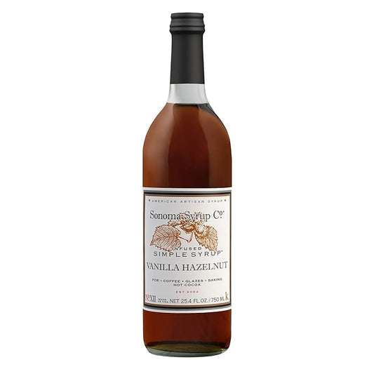 Sonoma Syrup Co Vanilla Hazelnut Syrup, 25.4 Fl Oz for Coffee, Cocktails, and Cooking