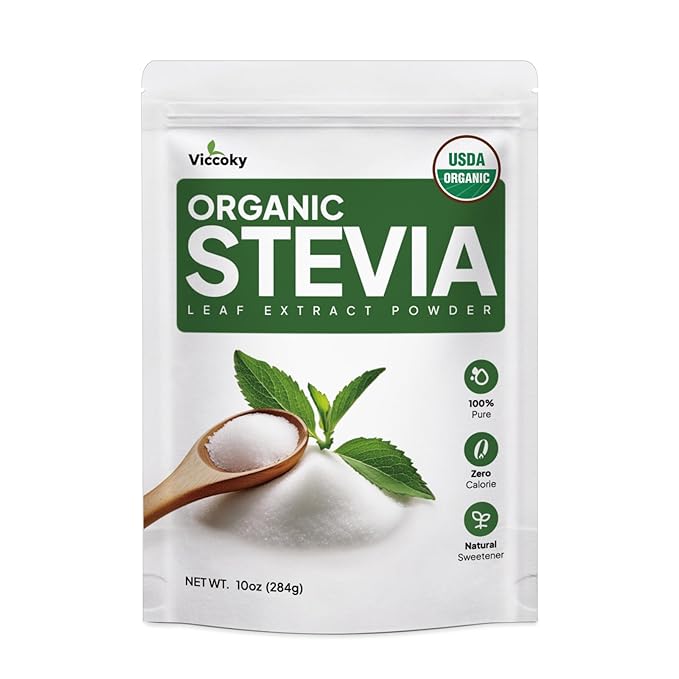 Viccoky Organic Stevia Powder, Pure Stevia Extract Powder, Sugar-Free & 0 Calories, No Additives