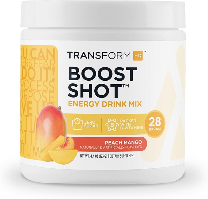TransformHQ Everyday Boost Shot 28 Servings (Peach Mango) - Non-GMO, Gluten-Free