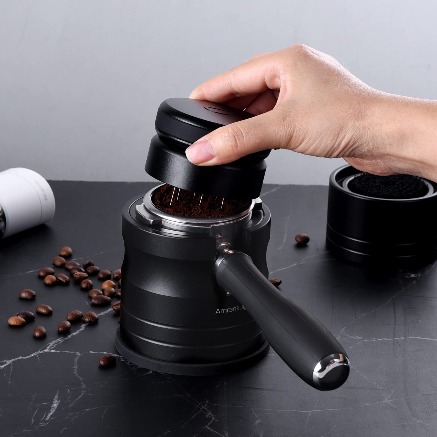 Amrankuo Coffee Portafilter Holder| Espresso Tamper Stand| Aluminum Alloy Espresso Holder| With