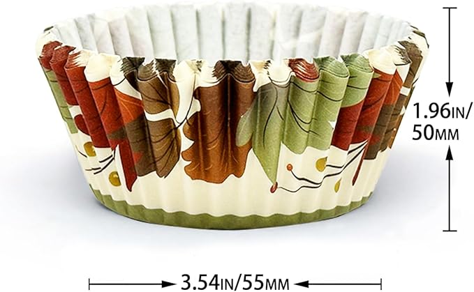 qiqee Thanksgiving Jumbo Cupcake Liners 300PCS Cupcake Liners Cupcake Cups 6 Designs Thanksgiving Hat Cupcake Papers Baking Cups Cupcake Wrappers (Large Size)