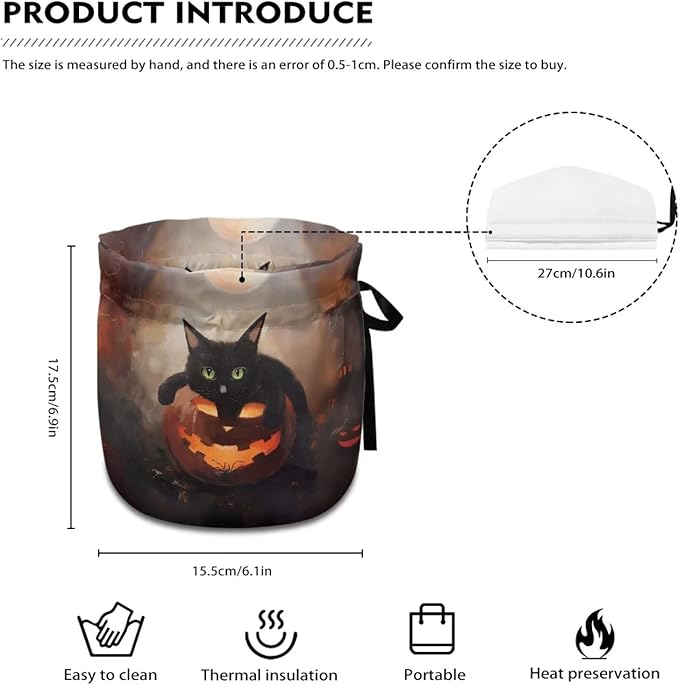 Black Cat Tea Cozy for Teapot Insulated Pumpkin Tea Pot Cozy for All Hallows' Eve Reusable Breakfast Warmer Designed in England Resuable Kettle Cover for Kitchen Decor