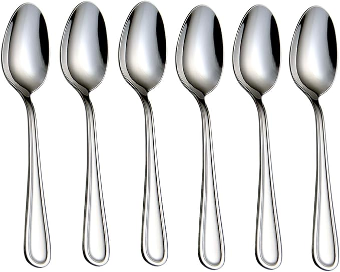 Teaspoons Stainless Steel 18/0 Tea Spoons 6 Pcs, 6.29 Inches For Home, Kitchen Restaurant, Slilver