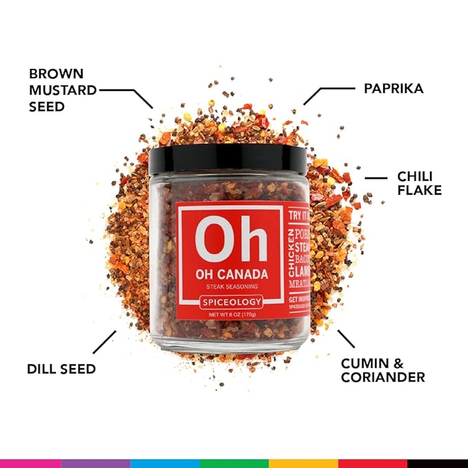 Spiceology - Oh Canada Steak Seasoning - All-Purpose BBQ Rubs, Spice Blends and Seasonings - Use on: Beef, Chicken, Pork, Steak, Bacon, Lamb, Burgers, and Meatloaf - 6 oz