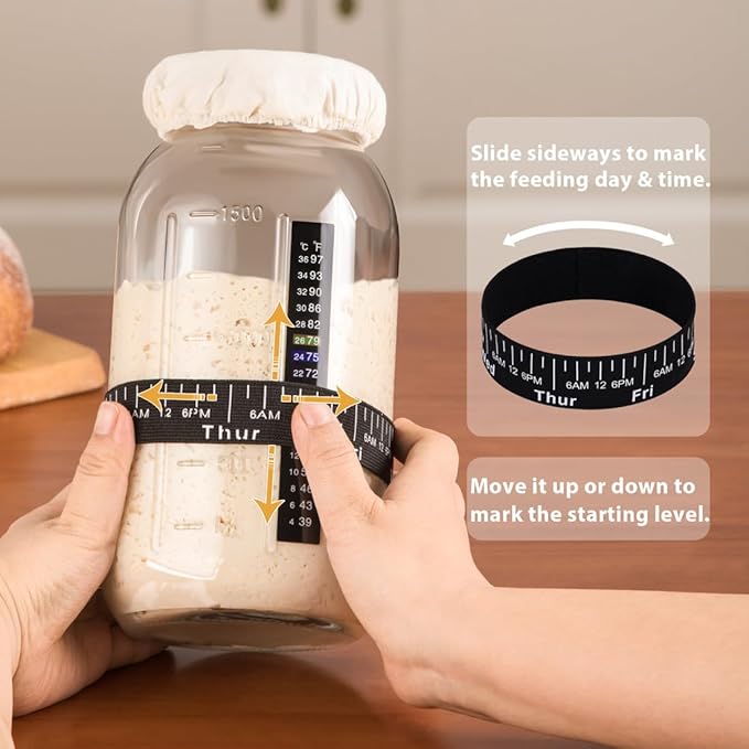 Alltrip Sourdough Starter Kit, 64oz Large Capacity Sourdough Starter Jar with 3 Dough Scraper, Silicone Scraper Silicone Brush & Cute Stickers, Sourdough Bread Baking Supplies, Gifts for Bakers