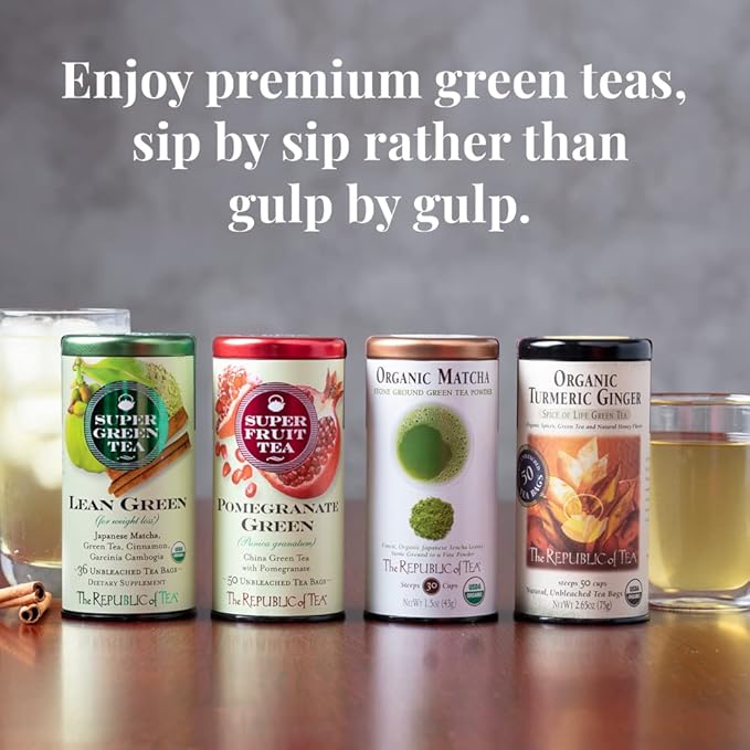 The Republic of Tea ??Organic Turmeric Ginger Green Tea Refill, 50 Tea Bags, Naturally Caffeinated