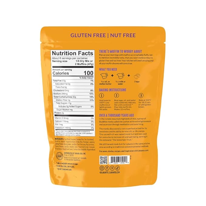 Lakanto Pumpkin Spice Muffin Mix - Sweetened with Monk Fruit, Allulose, Erythritol, Gluten Free, Nut Free, Fluffy, Great Tasting, Easy to Bake - Pumpkin Spice (9.9 Oz)