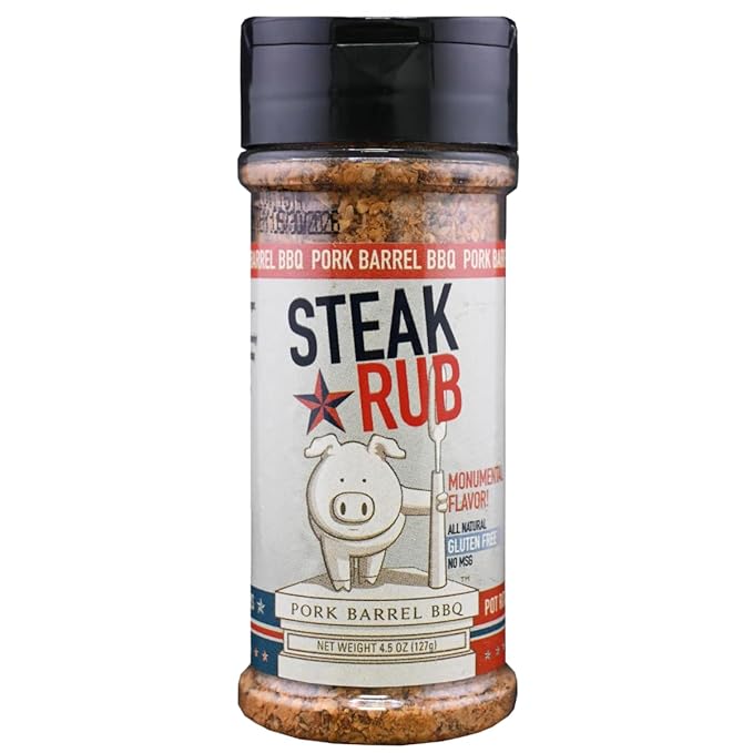 Pork Barrel BBQ Steak Spice Rub | Premium All-Purpose Seasoning, No MSG, Gluten-Free, Zero Calorie | Grill Seasoning for Beef, Steak, Burgers, Pork, and Chicken, 4.5 oz