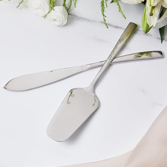 AW BRIDAL Silver Cake Cutting Set for Wedding Stainless Steel Cake Cutter Pie Server for Birthday Parties Bridal Shower Anniversary Wedding Gifts for Couples