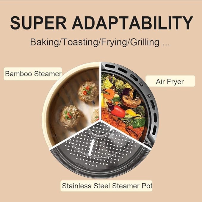 Numola Air Fryer Parchment Paper Liners, 100 Pcs Disposable Papers Liner for 3.4-7QT Baking, 8 Inch Safe Air Fryer Paper, Non-stick Unbleache Steamer Liner for Microwave, Steaming Basket