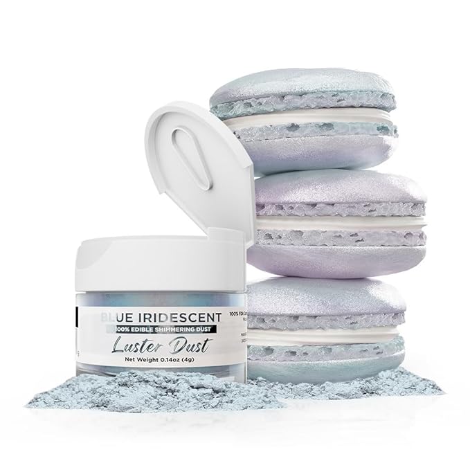 Luster Dust - Blue Iridescent (4g 1x Jar) | Edible Vegan Dust & Paint for Cake Decorating, Ice Cream, Desserts, Cocktails and Beverages by Bakell