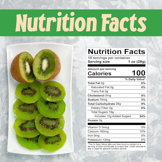 Sincerely Nuts Dried Kiwi Slices (1 LB)-Vegan, Gluten-Free, and Kosher Certified- Satisfying and Naturally Sweet On-the-Go-Treat-Exotic and Fresh Flavor from Thailand-Snack with the Best