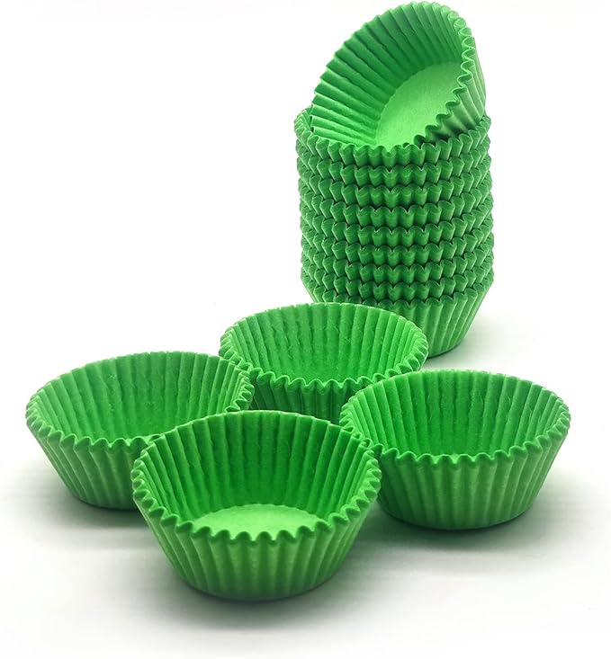 Greaseproof Mini Cupcake Liners, Premium Paper Baking Cups for Party Celebration,(Green, 300-count)
