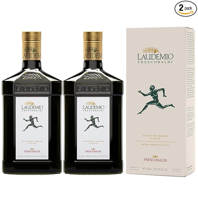 FRESCOBALDI Laudemio Extra Virgin Olive Oil, 16.9 FL Oz, 500ml, Premium, Award Winning Product of Tuscany, Italy, Fruity & Peppery Flavor, Smooth & Robust Low Acidity, Rich in Polyphenols (Pack of 2)