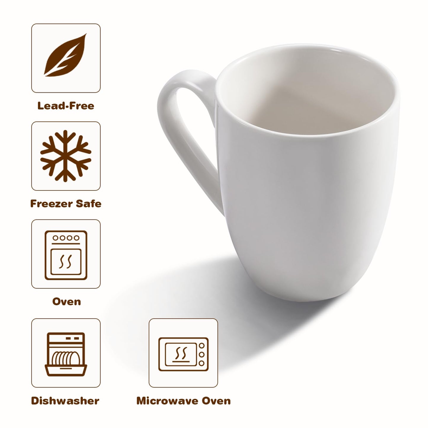 Urbanstrive 16 oz Large Coffee Mugs Set of 4 Ceramic Coffee Mug White Coffee Cups Tea Cups Idea