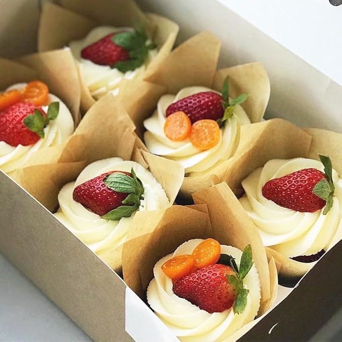 150 Pieces Tulip Cupcake Muffin Liners Paper Baking Cups Greaseproof Cupcake Wrappers for Birthday Wedding Party Baby Showers Catering Restaurants(Light Coffee)