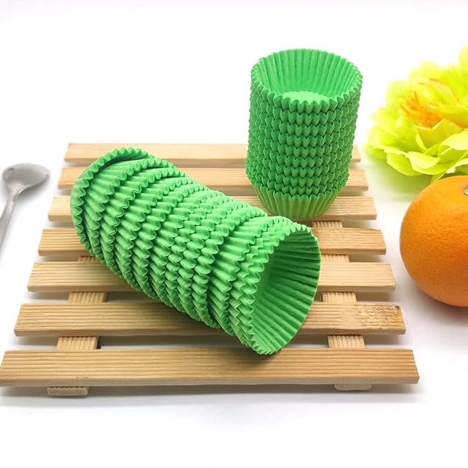 Green Mini Cupcake Liners Natural Greaseproof Paper Muffin Baking Cups, 500-Count