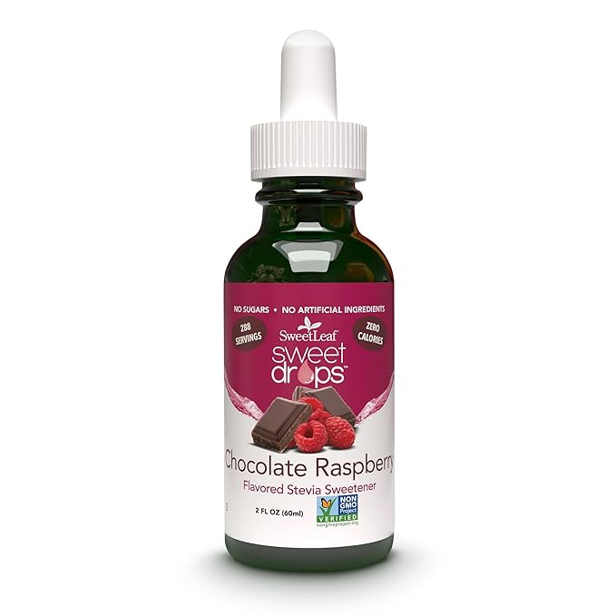 SweetLeaf Sweet Drops - Flavored Stevia Liquid Sweetener, Organic Stevia Extract, Zero Calories, Gluten Free, Keto Friendly, Non GMO, Natural Flavors - Chocolate Raspberry, 2 Fl Oz (Pack of 1)