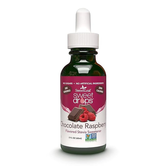 SweetLeaf Sweet Drops - Flavored Stevia Liquid Sweetener, Organic Stevia Extract, Zero Calories, Gluten Free, Keto Friendly, Non GMO, Natural Flavors - Chocolate Raspberry, 2 Fl Oz (Pack of 1)