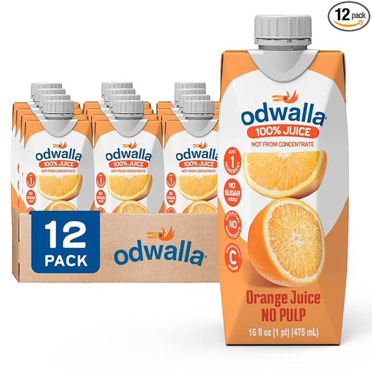 Odwalla Orange Juice, No Pulp - 100% Pure Orange - Vitamin C - No Added Sugar, No Artificial Ingredients, No Preservatives ??16 fl oz of OJ Juice (12 Pack)