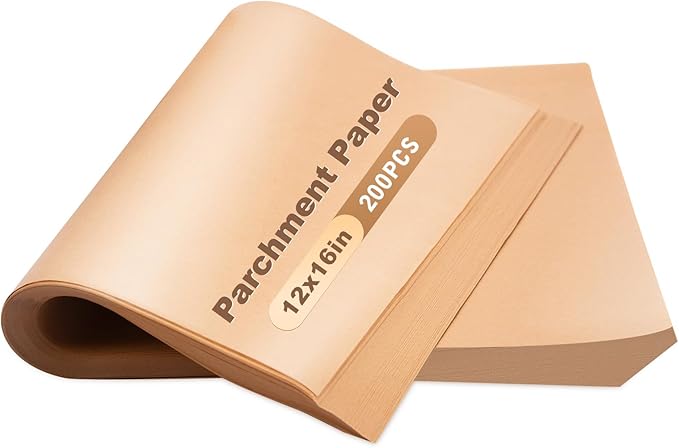200 PCS Unbleached Parchment Paper 12x16 In ??Precut Baking Sheets for Air Fryer, Oven, and Grill ??Nonstick, Oil-Resistant, High-Temperature Baking Paper for Cooking, Roasting, and Food Prep