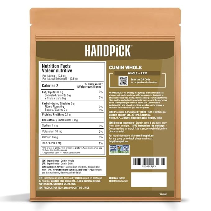 SPICE TRAIN Cumin Seeds (397g/14oz) Non GMO, Gluten Free, 100% Raw, Sourced from India, Excellent Flavor, Aromatic, For Tempering, Spice Blends and Seasonings, Packed in Resealable Ziplock Pouch