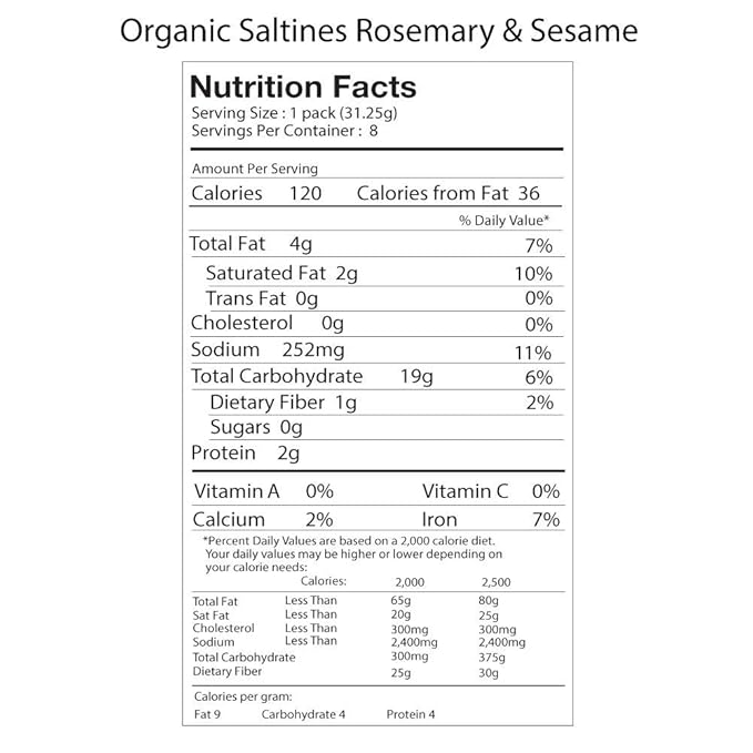 Suzie's Organic Saltines Crackers, Rosemary Sesame, Healthy Gourmet Baked Snack Goodies for Adults & Children - 6 Pack, 8.8oz Each