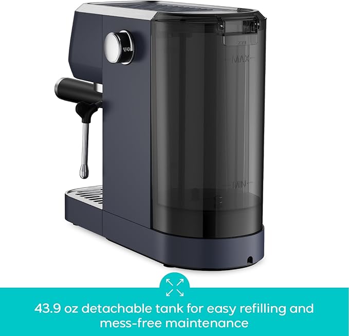 CASABREWS 3700 Essential Espresso Machine 20 Bar, Stainless steel Coffee Maker with Milk Frother, Espresso Coffee Machine for Cappuccino, Latte, 43.9oz Water Tank, Sapphire Blue