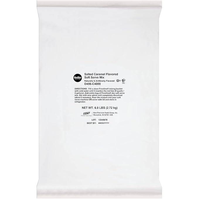 Frostline Salted Caramel Soft Serve Ice Cream Mix, Lactose & Gluten Free - Just Add Water, Dairy, or Dairy Free Alternative, Use with Blender, Countertop Ice Cream Maker, Soft Serve Machine - 6 lb Bag
