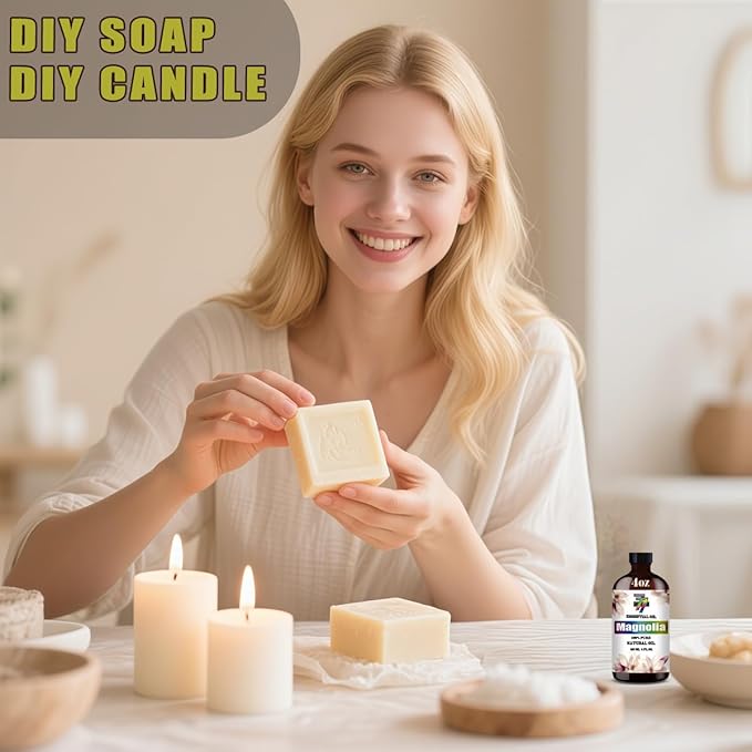 Magnolia Essential Oil (4 oz/120 ml) ??Magnolia Oils for Aromatherapy, diffusers, humidifiers, Home fragrances, DIY Skincare, soap Making, DIY Candle, Relaxation, Yoga, and Meditation