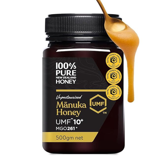 100% Pure New Zealand Honey - Certified UMF 10+ (MGO 261+) Raw Manuka Honey, 17.6 Oz (500g)