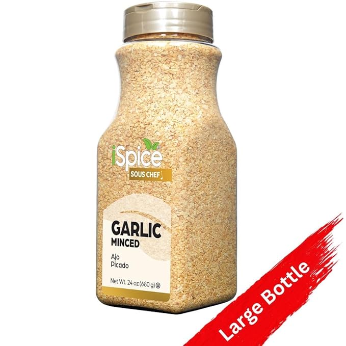 iSpice | Garlic Minced | 24 oz | Bulk Size | Kosher | Rich Aroma (Garlic Minced)