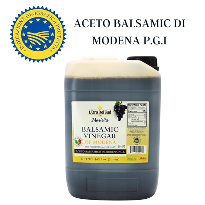 Mariella Premium Aged Balsamic Vinegar of Modena, IGP Certified, 5 liters (169 fl oz), Product of Italy, Bulk Packaging Refill, Foodservice, Repacking, Restaurants, Home Use