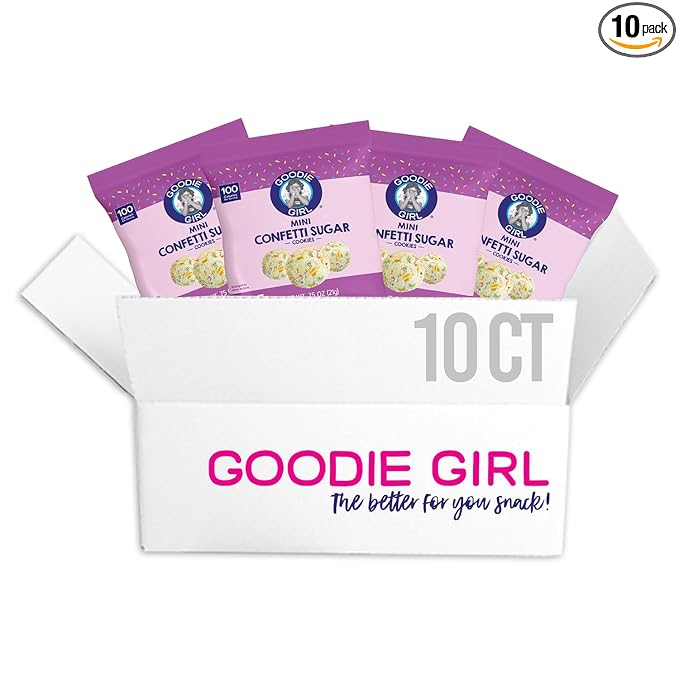Goodie Girl Mini Confetti Sugar Cookies – Peanut Free, Gluten Free, No Artificial Ingredients – 100 Calories Each - 10 Individually Wrapped Packs