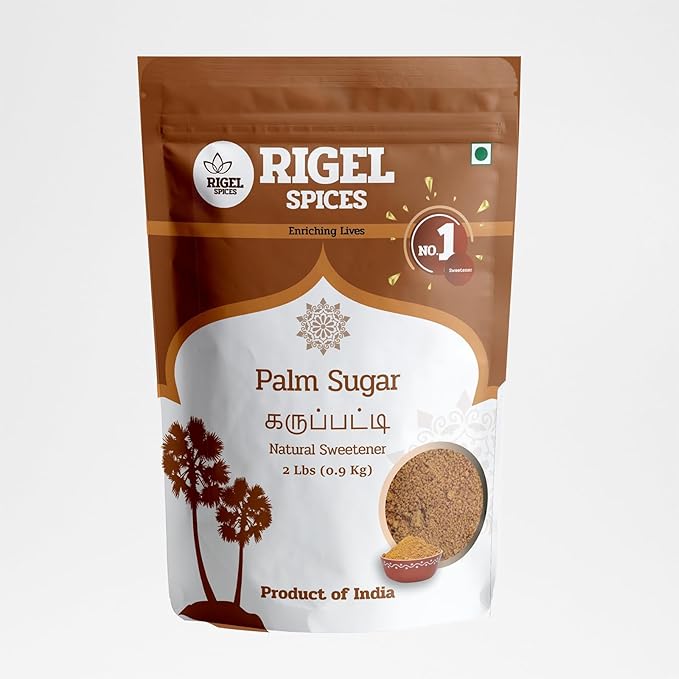 Rigel Spices | Pure Bliss of 1 Lb of Palmyra Palm Jaggery | Palm Sugar: Naturally Crafted, Unbleached, and Chemical-Free Sweetness