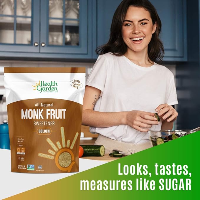 Health Garden Monk Fruit Sweetener, Golden - Non GMO - Gluten Free - Sugar Substitute - Kosher - Keto Friendly (3 lbs x 2)??,<div>
