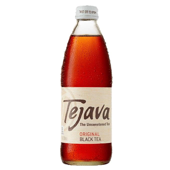Tejava Original Black Iced Tea, 12 Pack, 12oz Glass Bottles, Unsweetened, Non-GMO, Kosher, No Sugar or Sweeteners, No calories, No Preservatives, Brewed in Small Batches